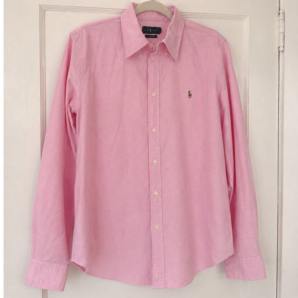 Ralph Lauren Custom Fit XL Pink Oxford Button Down Shirt Pony Logo
